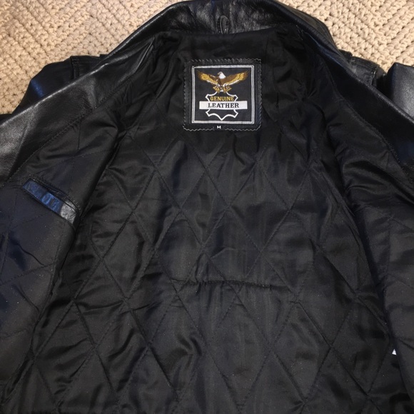 VINTAGE Genuine Leather Motorcycle Jacket Black Echtes Leder Womens Medium - Picture 10 of 16